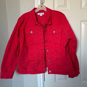 Liz Claiborne Coral Denim Jacket - Button Front- Size XL